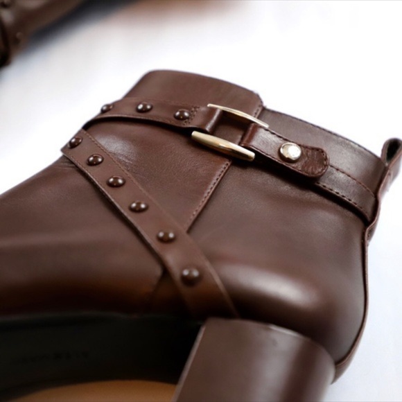 Alex Marie Brown Leather Heeled Booties - Picture 2 of 8